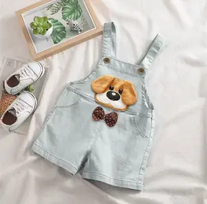 Adorable Dog Embroidered Overalls for Boys - Cute Puppy Pants with Pockets, for Outdoor
