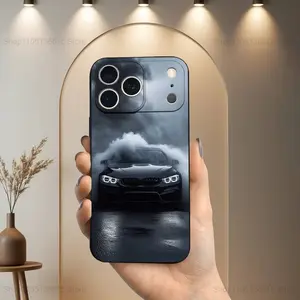 Cool Sports BMW Car Phone Case, Soft Black Silicone Protective Cover Compatible with iPhone 17 16 15 14 13 12 11 Plus Pro Max X XS XR SE Mini 8 7