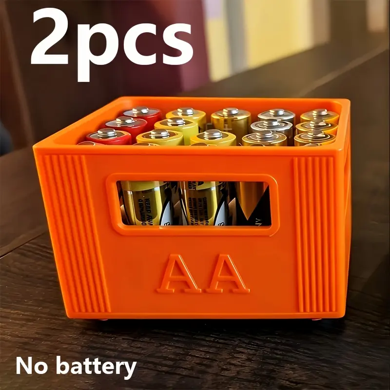 2pcs Large Capacity 30/20 Grid Battery Storage Box – Thickened Stackable Plastic Battery Organizer, Suitable for AAA/AA Batteries | Decorative Battery Holder | Battery-Free – Ideal for Office Settings