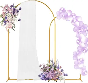 Wedding Arch Backdrop Stand, Set of 2 Gold Metal Arch Backdrop Stand (7.2FT and 6FT), Balloon Arched Frame Backdrop Stand for Parties, Wedding Birthday Baby Shower Graduation Ceremony Supplies Decor