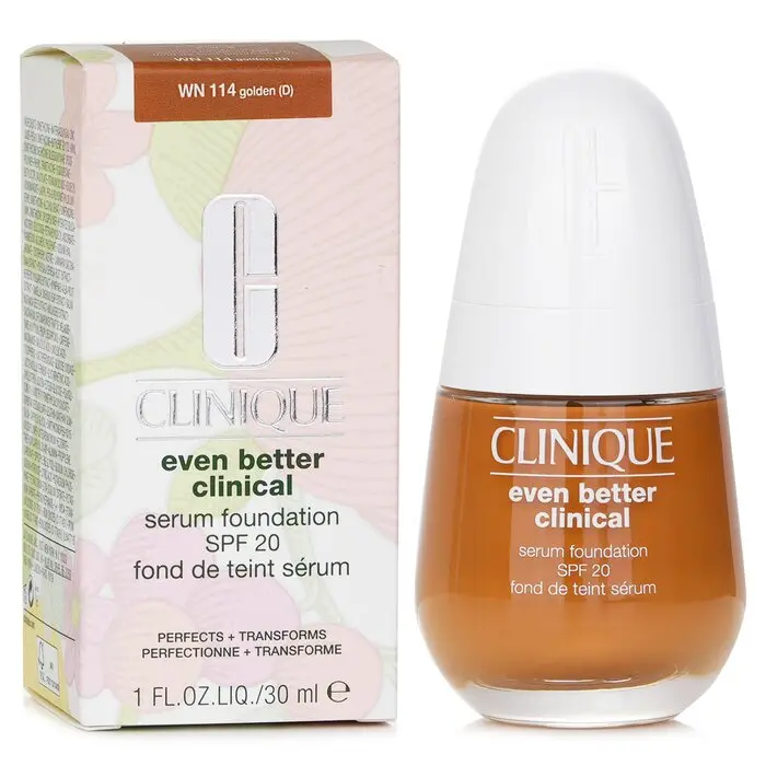Clinique Even Better Clinical Cosmetic Serum Foundation SPF 20 - #WN114 Golden, Restore & Hydrate with Hyaluronic Moisturizing Formula, 30ml/1oz, Radiance