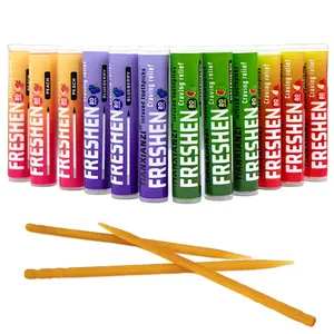 20-Count Colorful Fruit-Flavored Toothpicks (4 Flavors: Watermelon, Blueberry, Peach, Apple) | Individually Wrapped, Disposable & Portable | For Daily Use & Bad Habit Quitting