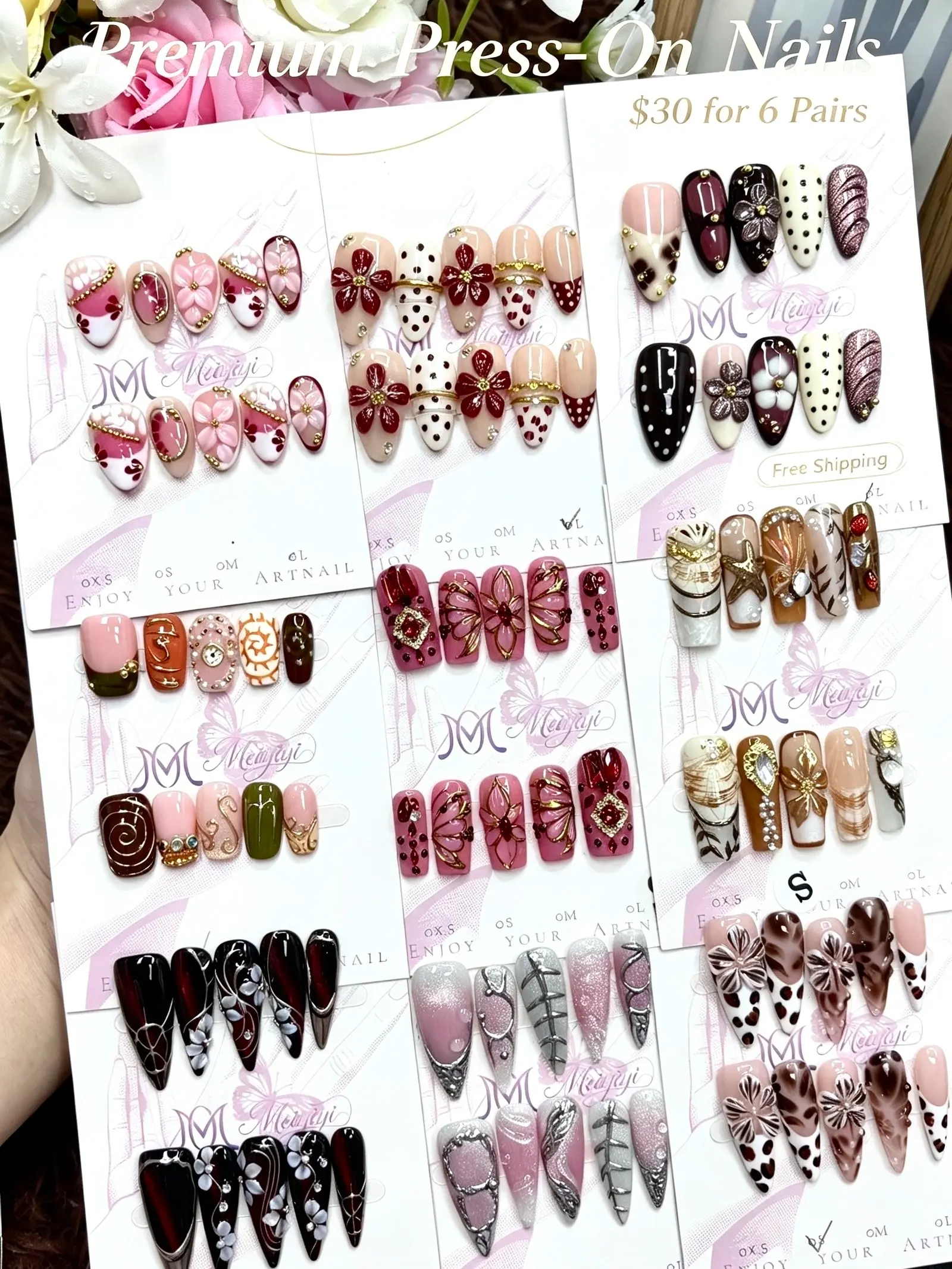 1332(29843)gc.Fun mystery box for premium nails,selectable size and length/random styles/free shipping.6 sets for $30,just have a try!