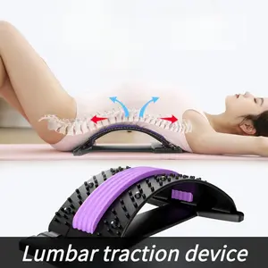 Back Stretcher for Lower Back Pain Relief, 4 Level Adjustable Lumbar Cracker Board Massager, Stretching Device for Scoliosis, Sciatica