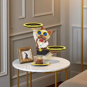 Dancing Tray Bear 3D Puzzle Blocks Creative Decoration, Birthday Halloween Valentine Christmas Gift, Home Decor DIY Craft