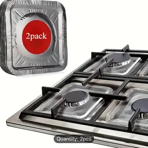10pcs Square Aluminum Gas Burner Covers | Disposable, Heat-Resistant & Easy to Install Kitchen Protectors, No Electricity Required