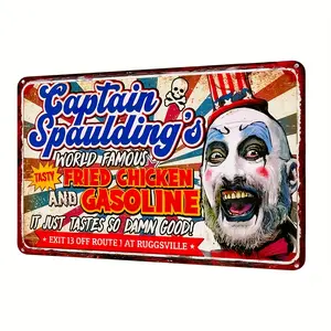Captain Spaulding'S Fried Chicken Vintage Metal Sign (12X8 Inches) - Retro Wall Decor For Office, Bar, Restaurant, Hotel, Garage - Classic Movie Poster Art