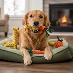 🐶 Puppy Teething Saver! Soft Cotton Carrots (4-Piece) | Soothes Itchy Gums, Durable Chew Knot, Furniture Protection Toy