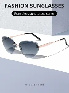 Mira Women's Advanced Frameless Metal Cat-Eye Sunglasses Trendy Casual Sunglasses Uv400 Protection Casual Style All-Season Wear Suitable for Daily Use & Driving G053