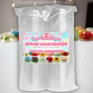 50 Piece CLEAR DOME LID No Hole Perfect For Artistic Jelly Flowers with Base lid