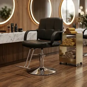 Barber Chair for Hair Stylist- 360° Swivel, Adjustable Height, Durable Frame & Capacity 350 LBS with Heavy Duty Hydraulic Pump for Hair Stylist Shampoo Hairdressing Makeup Braiding Beauty Spa Equipment, BLACK
