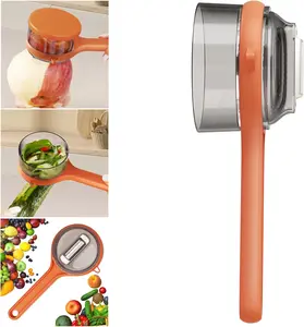 Peeling Knife with Storage Box, Upgrade Vegetable Peeler with Storage Bucket, Ergonomic Non-Slip Handle Stainless Steel Swivel Vegetable Peeler for Fruit Carrot Veggie Potatoes Peeler (orange)