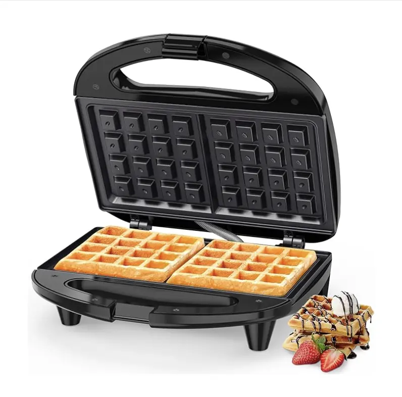 OSTBA Waffle Maker, 2 Slice Non-Stick Waffle Iron, Belgian Waffle Machine with Indicator Lights, PFOA Free, Perfect for Breakfast and Snacks, 750W