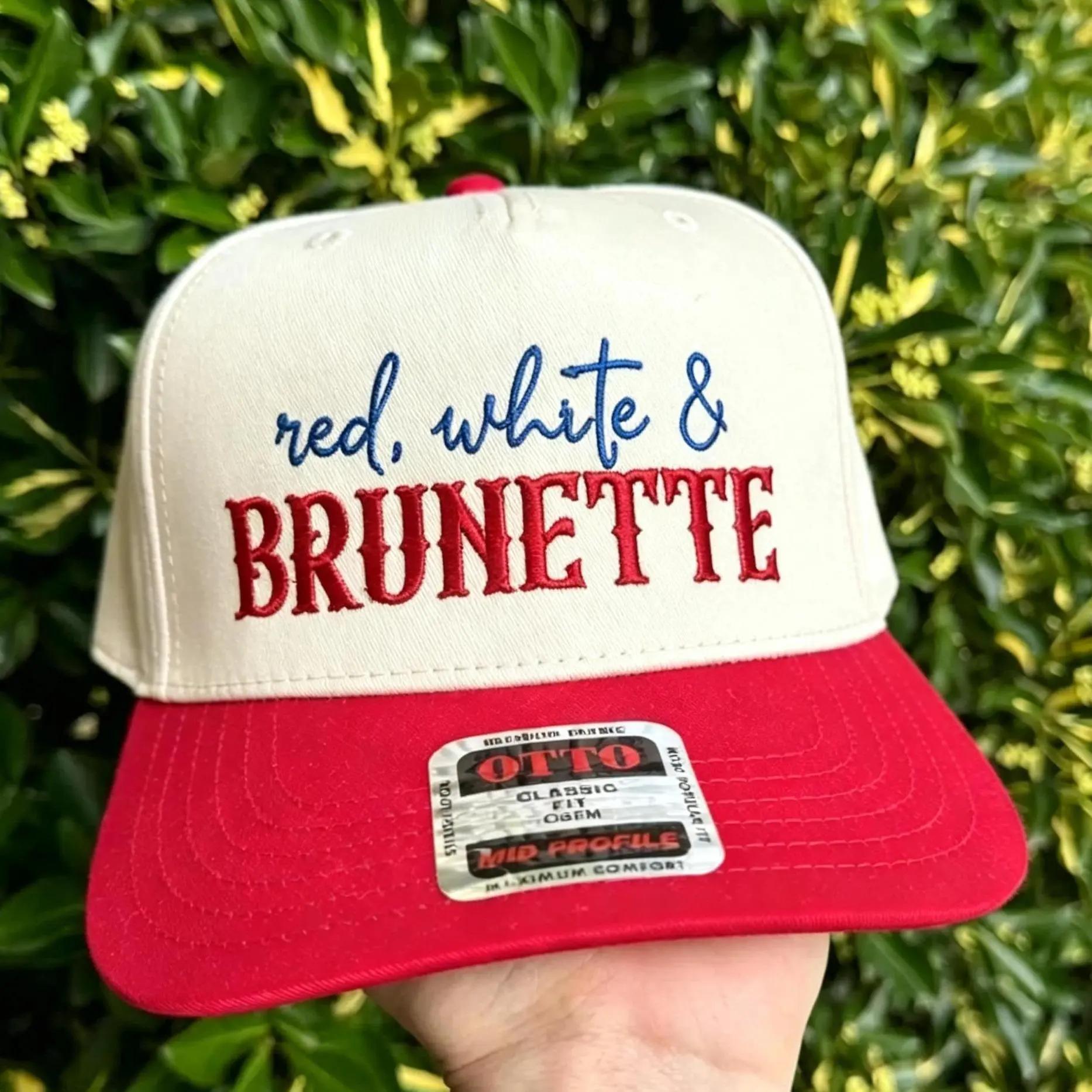Red White & Brunette Hat - Funny 4th of July Patriotic Snapback, Vintage Country Concert Summer Beach Cap,Summerwins Independence Day America Style Party Gift for Her trucker woman usa Fashion Hats Red White & Brunette Hat - Funny 4th of July Patriotic Snapback, Vintage Country Concert Summer Beach Cap,Summerwins Independence Day America Style Party Gift for Her trucker woman usa Fashion Hats