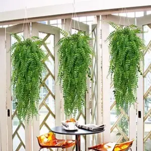 Set of 4 Faux Persian Grass Hanging Basket Vines, Lifelike Fake Plant, Artificial Hanging Plant, Ideal for Garden Walls, Wedding Balconies, Indoor and Outdoor Home Decor, Fall Decoration