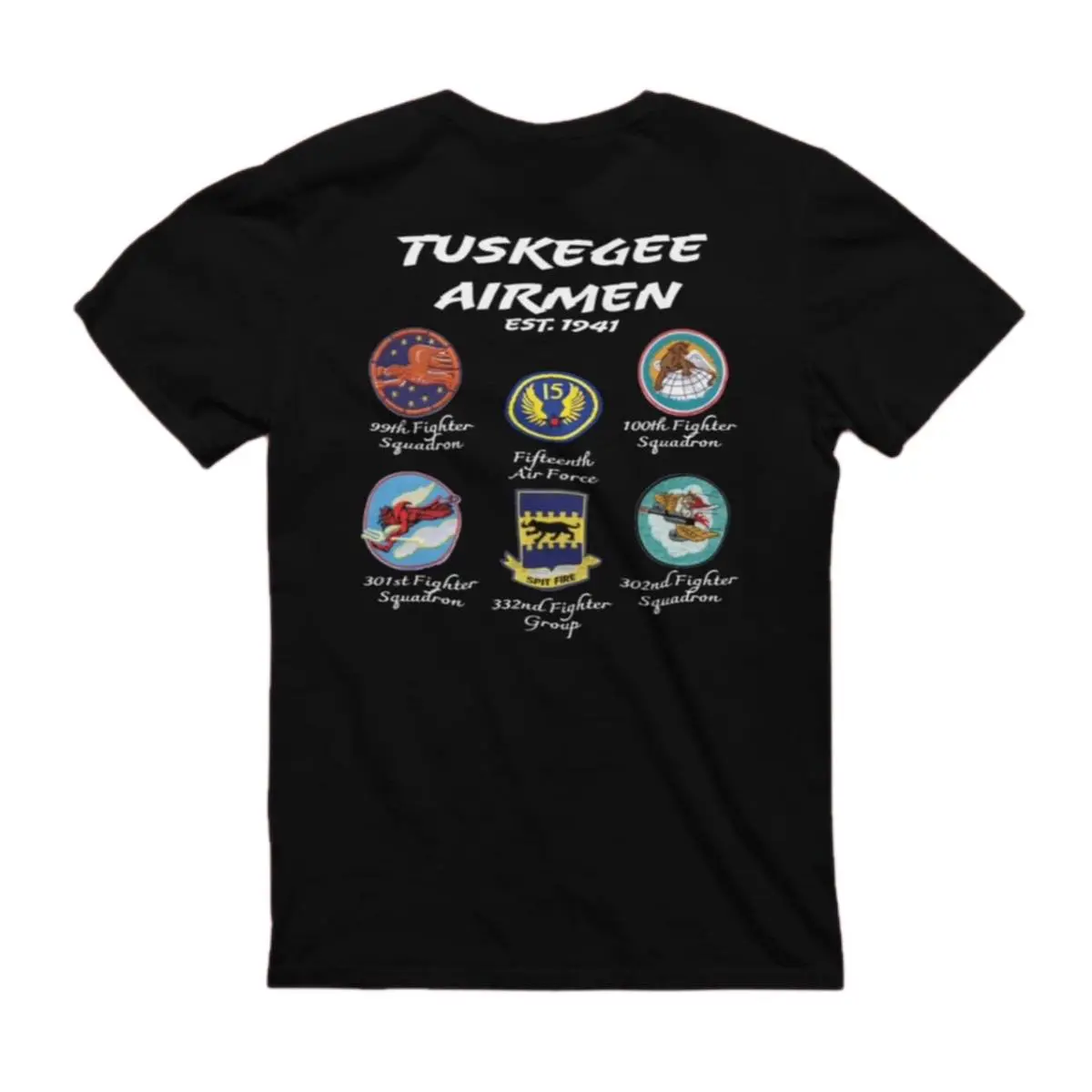 DEMARCIANO Men's 332nd Fighter Group Graphic T-Shirt, Tuskegee Airmen Tribute Short-Sleeve Round Neck Streetwear Top