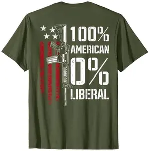 100% American 0% Liberal - Funny Pro Gun - ON Back T-Shirt