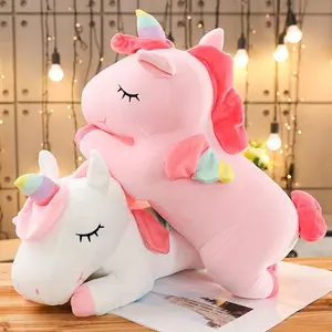Unicorn Design Plush Toy, Cute Soft Pink Unicorn Plushie with Rainbow Wings, Stuffed Animal Pillows Toy, Soft Cuddly Gift, Home Decor, Christmas Gift