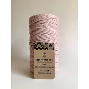 3mm 3 Ply Macrame Cord 3 Strand Twisted Cotton Craft Rope - Pink Fiber Art String