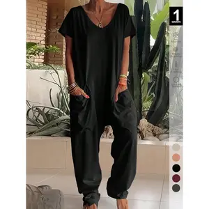 Oversized Women's Harem Jumpsuit Bohemian Style One-Piece with Side Pockets Casual Fashion All-season Outfits 2026