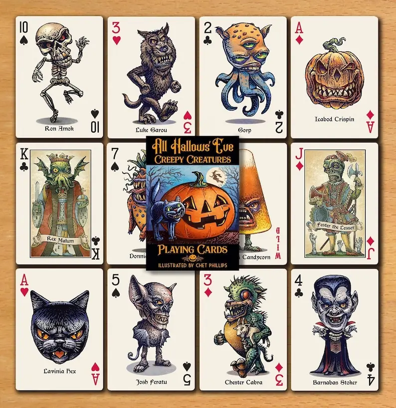 Creepy Creatures Playing Cards | Matte Poker Deck | Halloween | Collector Gift