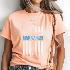 Man Of God Distressed Flag With Cross Direct To Film Print, DTF Print, Ready To Press Print For T-Shirts