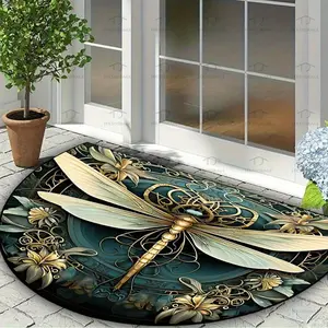 Anti-slip Indoor/Outdoor Floor Mat - Vintage Dragonfly Pattern Design, Suitable for Front Door, Bathroom, Patio, Living Room - All Seasons Home Decorative Mat, Great for Christmas, Perfect for Thanksgiving