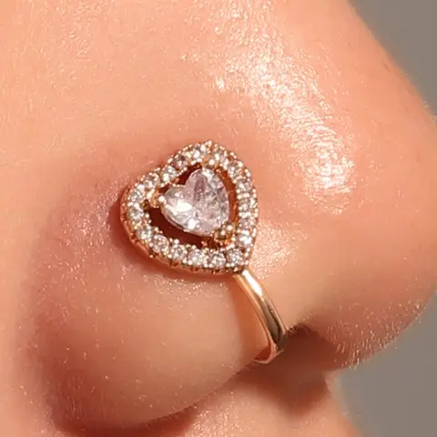 Heart Shaped Artificial Crystal, Rhinestone & Artificial Zircon Fake Nose Piercing Ring, U Shape No Hole Design, Fashion Body Jewelry, Body Jewellery for Women & Girls High Quality Jewelry