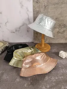 Solid Color Laser Striped Bucket Hat, Casual Outdoor Double-sided Sun Protection Hat for Men & Women, Fashion Accessories for Daily Wear