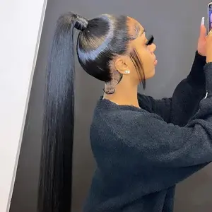 Gabrielle Hair 180% Density 360 Full Lace Invisi Strap Straight Wave Wigs Human Hair Transparent Lace Hidden Strap Frontal Black Wigs For Women TikTokShopBlackFriday