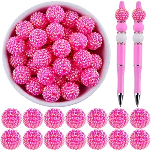 20mm Rhinestone Beads for Pens 20 count Beaded Pens Beads Bling Glitter Suger Bugglegum Beads Large Balls  Pen Beads for DIY Pens  Making Suppliers Bulk