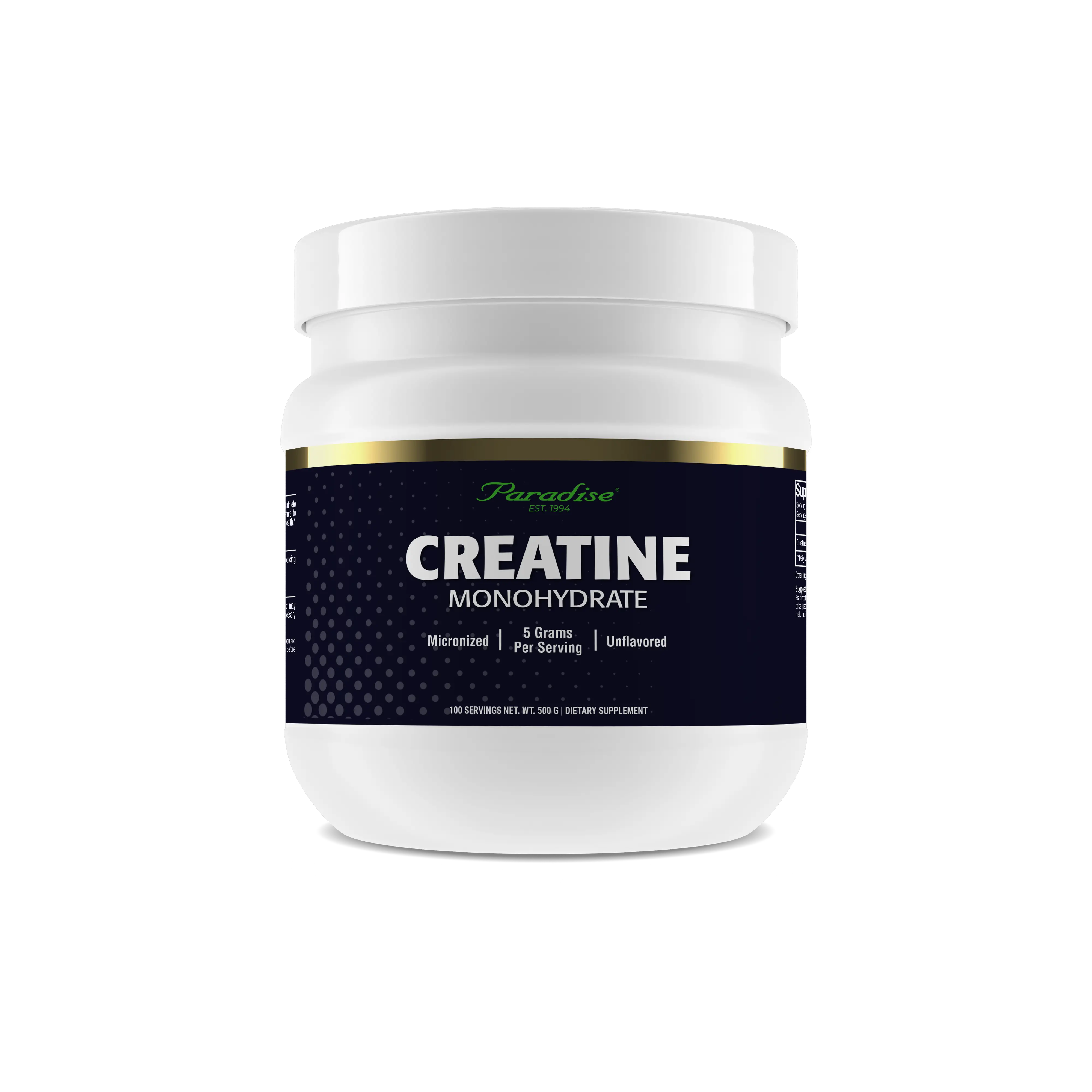 Paradise Creatine Monohydrate Powder - Micronized for Enhanced Absorption - Supports Muscle Building & Athletic Performance - 500g - 100 Servings