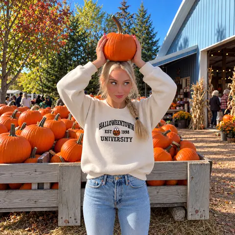 Embroidered Spooky Season Sweatshirt - Fall Halloweentown University Sweatshirt