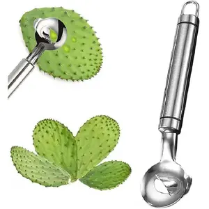 Spoon Cactus Peeler – Multi-Function Nopales Pelador Con Espinas, Stainless Steel Cactus Peeler Tool, Noodle Cutter Knife with Hole & Long Handle, Kitchen Gadget Accessory, TikTokShop Back to School Hanging Smooth Sturdy Utensils
