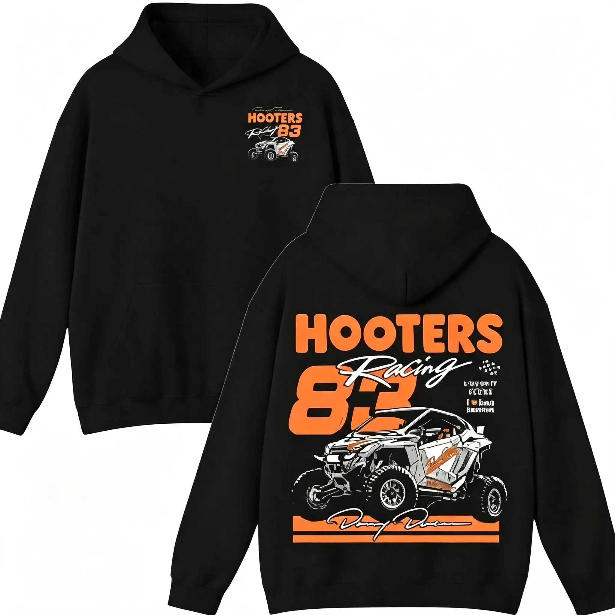 Women's Fitted Simple 83 Hooters Racing Pullover Hoodie - Cotton-Spandex Shortsleeve Fabric Sweatshirt with Pocket, Ideal Gift for Him