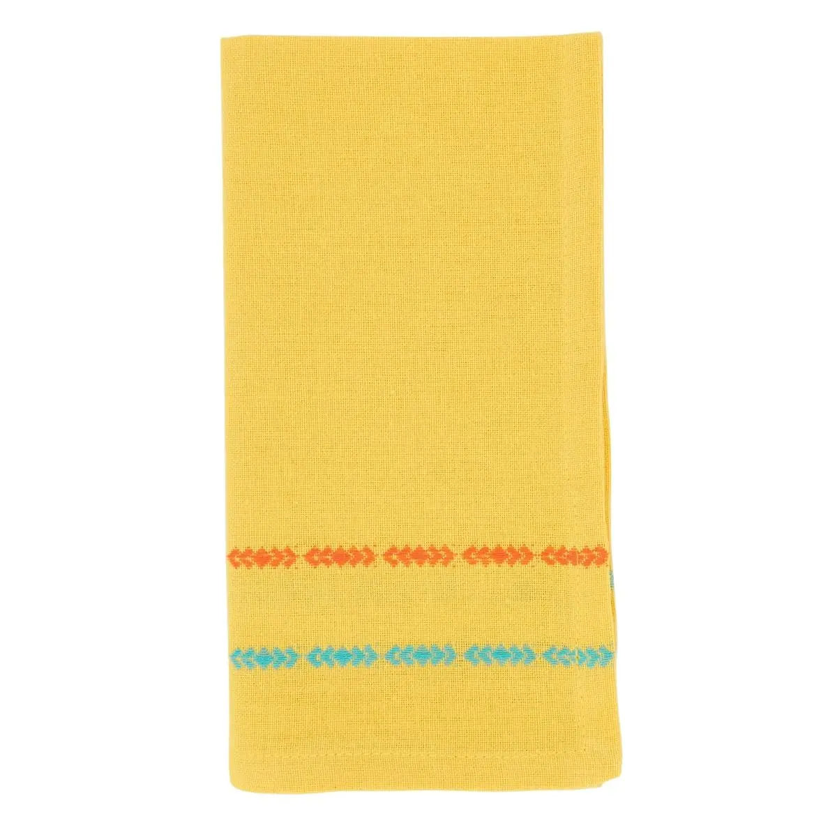 212 MAIN Premium Pure Cotton Square Dinner Napkins - 18 in., Yellow, Stitched Border, Set of 4, Reusable Washable Soft & Pliable Kitchen Tableware Essential, Cloth Napkins, Reusable Washable Napkins, Pure Cotton Napkins