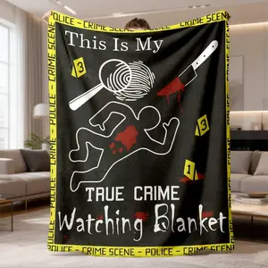 1pc True Crime Blanket Suitable for - Use, Crime Scene Themed Bedspread with Ultrasound Digital Print Technology, Machine Washable Flannel Throw for True Crime Enthusiast Gift, Bohemian Style Crime Themed Decorations For