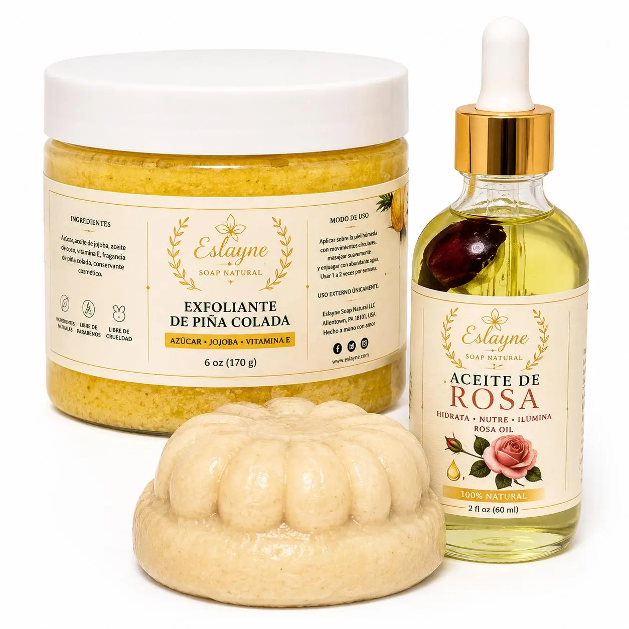 Eslayne Rose & Pineapple 3-Piece Body Care Gift Set, Beauty & Personal Care Bath Kit