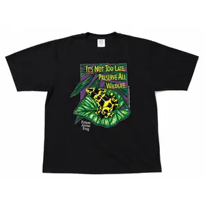 2026 Summer New Unisex 220G Pure Cotton Short Sleeve Tee, Retro "Preserve All Wildlife" Colorful Frog T-Shirt, Ideal Gift for Eco Advocates, Bold Nature Inspired Casual Top for Everyday Wear