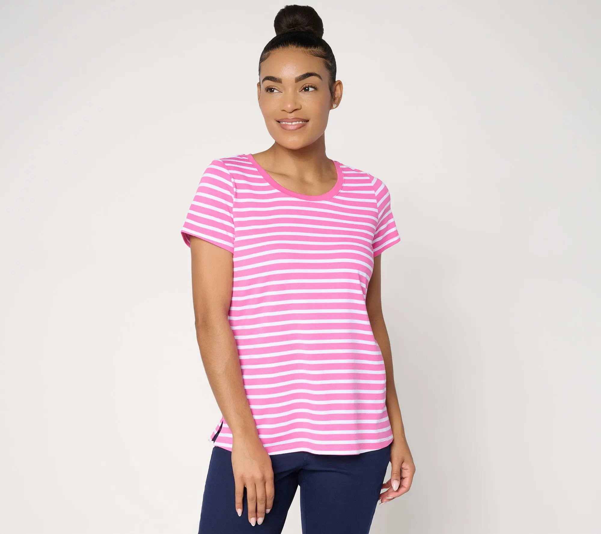 Belle by Kim Gravel TripleLuxe Knit Tonal Stripe Top