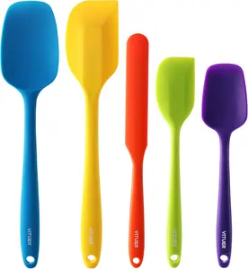 5PCS Silicone Rubber Spatula Set, Food Grade BPA-Free, Heat Resistant, Dishwasher Safe, Versatile Sizes for Cooking & Baking, Colorful Design