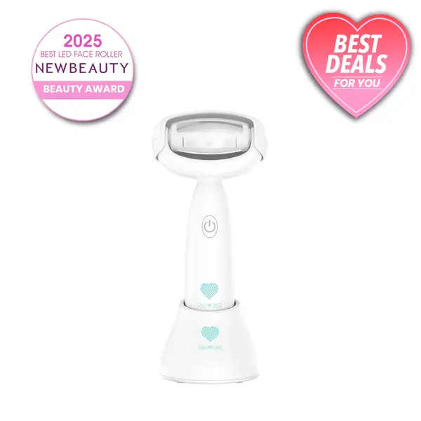 RIKI High Roller Skincare Daily Deep Tissue Massage Tool for Anti-Aging And Acne with red Light, Blue Light, Therapeutic wamth and Micro-current. Perfect for On-The-Go