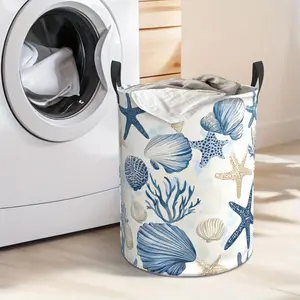 Ocean Seashells and Starfish Laundry Hamper  Portable Storage Hamper with Sturdy Handle， Oxford Cloth， Easy to Store and Collapsible Design， Laundry Baskets