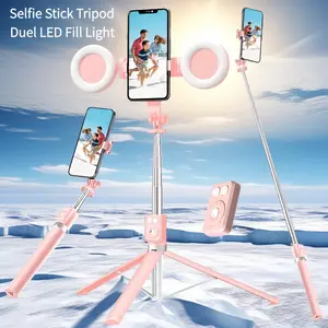 6-in-1 Selfie Tripod with Dual LED Fill Lights & Wireless Remote – 65 Inches 360° Adjustable Phone Stand for TikTok, Live Streaming, Vlogging|Compact Travel Tripod with Detachable Lights & Bluetooth Shutter| Works with iPhone, Samsung & All Smartphones
