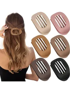 2-6pcs Flat Round Hairclips Set For Women, Curly Wavy Clip, Non-Slip Barrette, Curved Design Vintage Simple Niche Hair Accessories Claw Clips Hair Claws Hair Barrettes