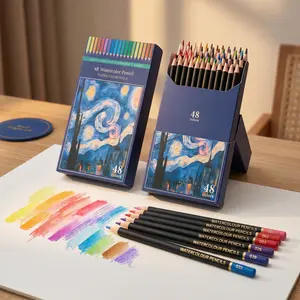 48 Premier Water-Soluble Colored Pencils, Watercolor Set, Assorted Colors, 48 Count - Adult Coloring, Art Supplies, Wet or Dry Use