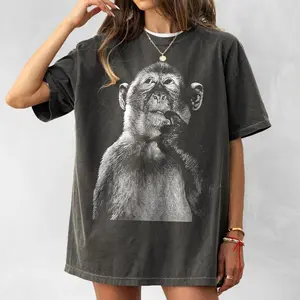Funny Monkey Shirt, Stupid Meme Costume Tshirt, Dank Memes Tee, 90s Vintage Bootleg, Thinking Monkey T-Shirt, Curious Monkey Shirt