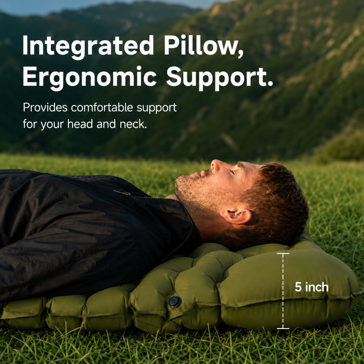 Hikenture Camping Sleeping Pad, Extra Thick 5 Inch Camping Mat, Ultralight Camping Mat with Pillow, Built-in Foot Pump Inflatable Sleeping Pads Compact for Camping Backpacking Hiking Traveling Tent,Single,Gray,Summergarden,sumerwin
