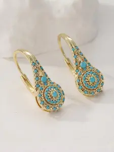 Vintage Style Drop Earrings, Turquoise Detail Retro Statement Jewelry, Elegant Accessories for Women, Perfect Gift Idea, Trendy Fashionable Accessories