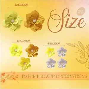 9PCS Yellow Series Artificial Crepe Paper Flowers Wall Decor for Wedding Birthday Bridal Baby Shower Classroom Nursery Backdrop Party Decorations Supplies
